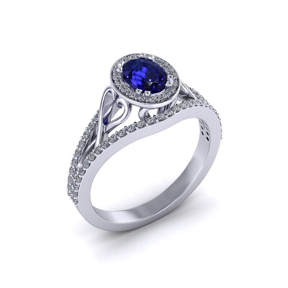 Ladies Oval Sapphire Ring - Jewelry Designs