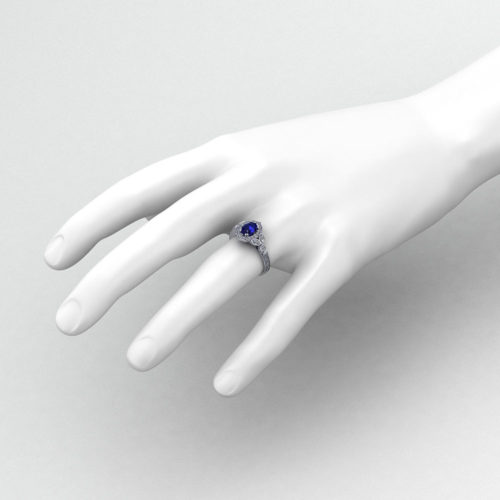 Chevron Halo Sapphire Ring