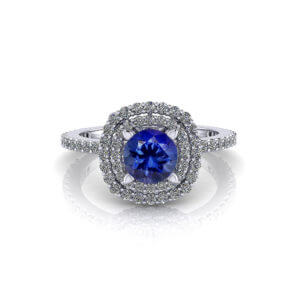 Double Halo Sapphire Ring