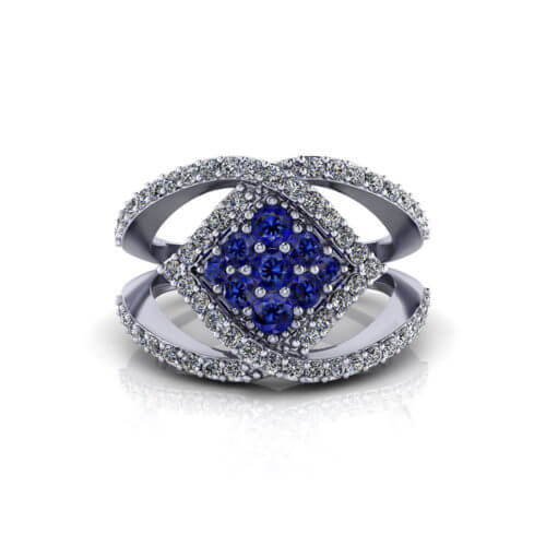 Wide Diamond Sapphire Fashion Ring