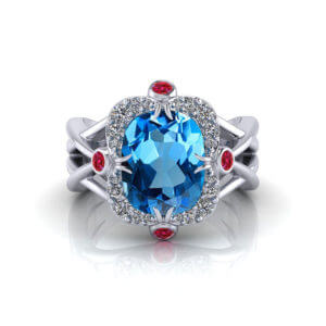 Blue Topaz and Ruby Ring