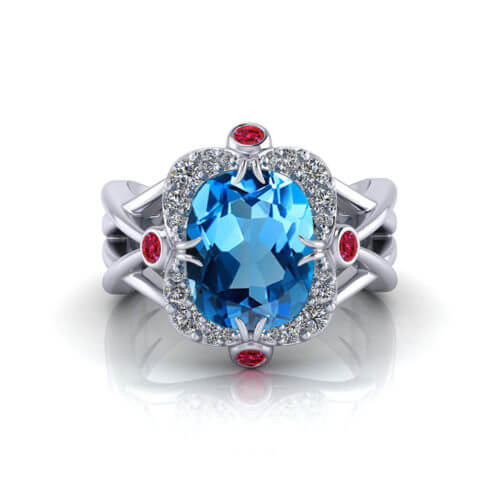 Blue Topaz and Ruby Ring
