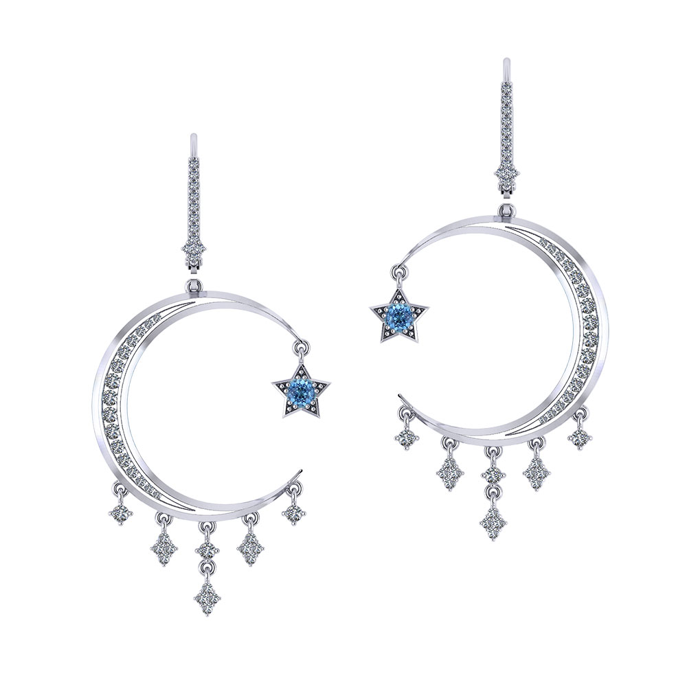 long moon & star dangle earrings - star drop earrings – Laura Mar