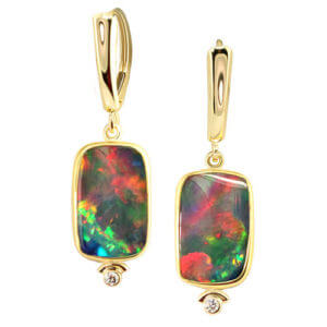 thumbnail interactive-video image 1 of 925 Silver Fire Opal Dangle Drop Earrings – Natural Teardrop Opal, Hook Closure, Women's 1 of 2