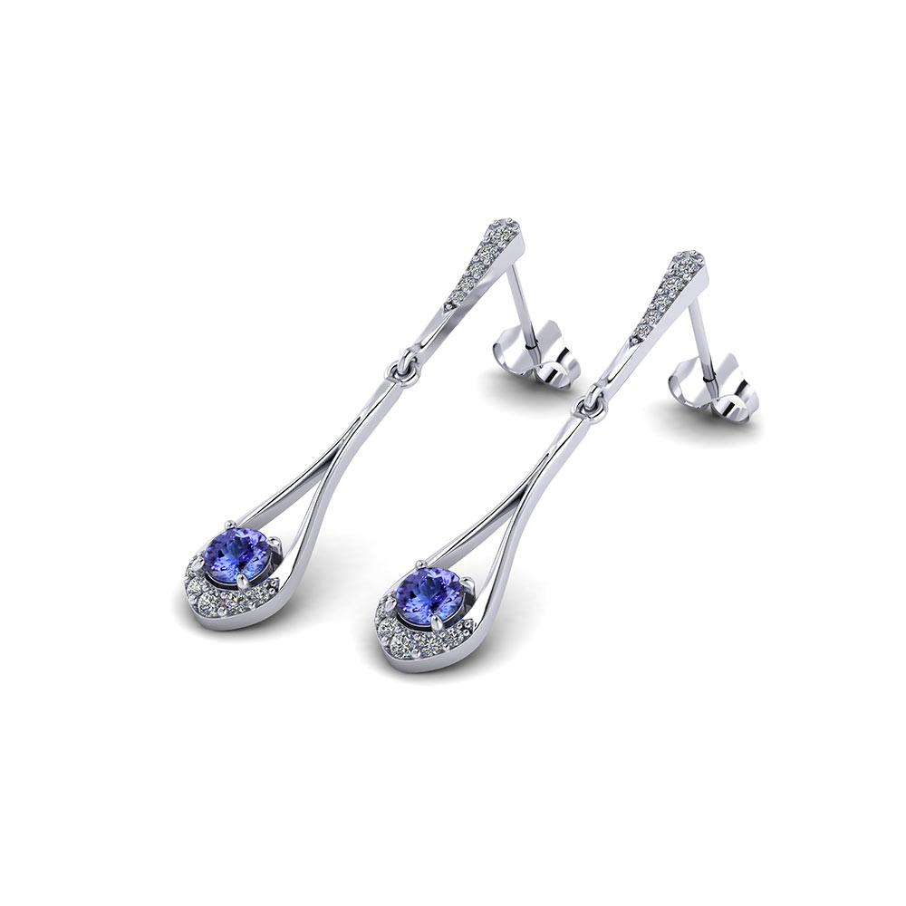 YL Women's Dangle Drop Earrings Sterling Silver Solitaire Leverback Earrings Pear Cut Tanzanite Jewelry