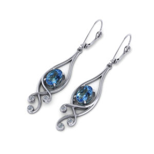 Scrolling Blue Topaz Dangle Earrings