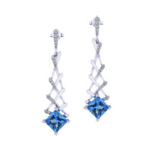 Diamond Blue Topaz Drop Earrings
