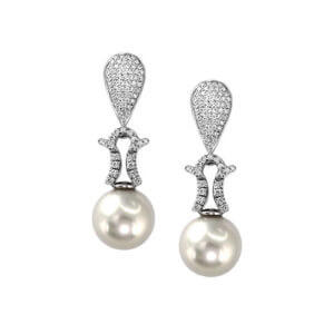 Pave South Sea Pearl Earrings