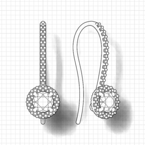 3-4 Carat Dangle Halo Earrings