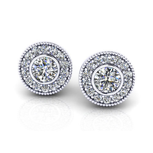 Diamond Halo Earrings - Jewelry Designs
