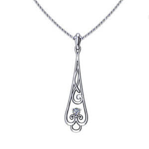ED521-1 Diamond Scroll Drop Necklace