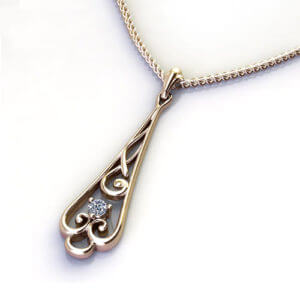 ED521-1 Diamond Scroll Drop Necklace