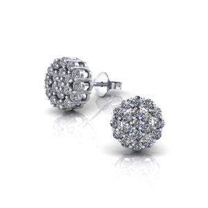Circular Diamond Cluster Earrings