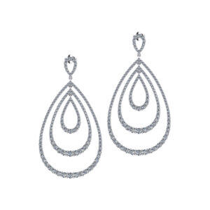 3 Tier Diamond Drop Earrings