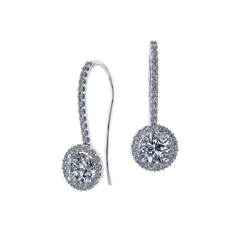 Diamond Halo Drop Earrings Jewelry Designs