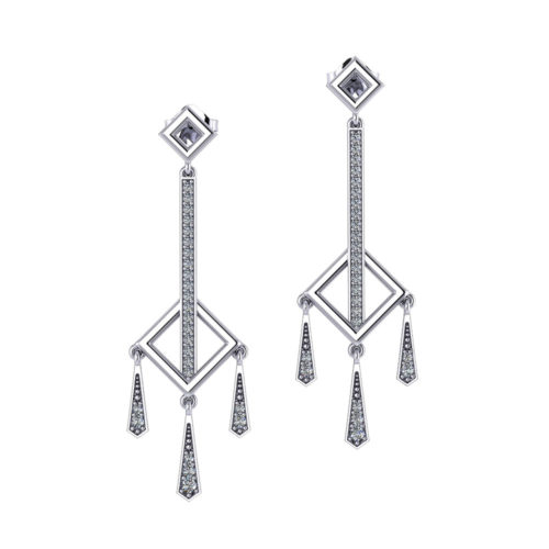 Diamond Square Dangle Earrings