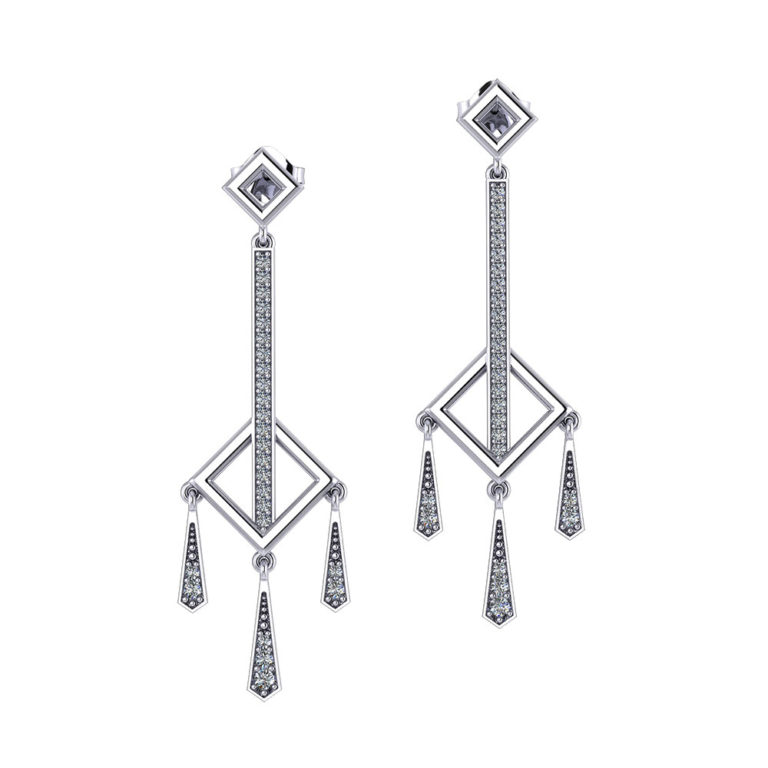 Diamond Square Dangle Earrings Jewelry Designs