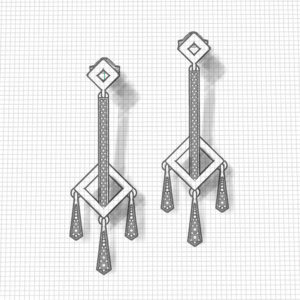 Diamond Square Dangle Earrings