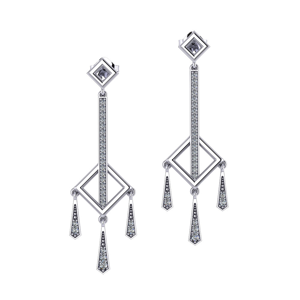 thumbnail image 2 of Sterling Silver CZ Curved Square Dangle - Charm Finding, Pendant, Earring Component - 1pc #97254 2 of 6