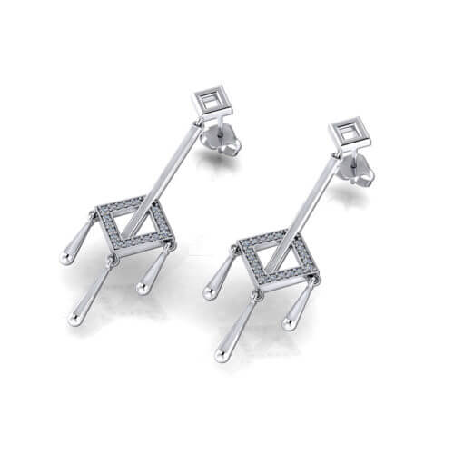Square Diamond Tassel Earrings