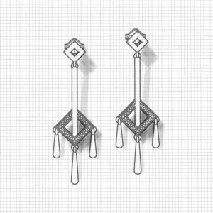 Square Diamond Tassel Earrings