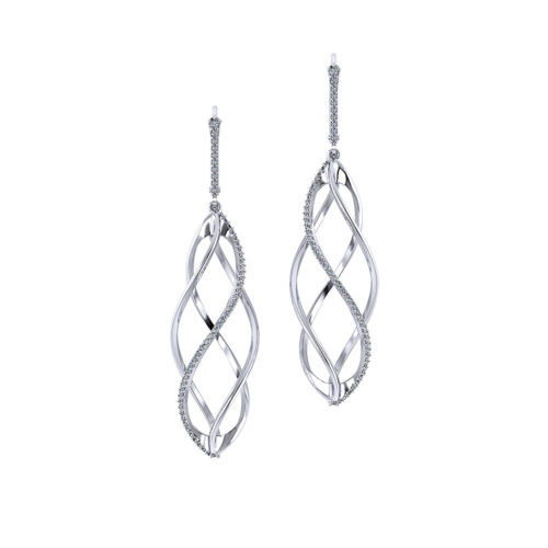 Spiral Diamond Drop Earrings