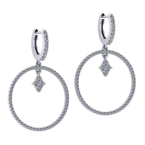 Double Diamond Hoop Earrings