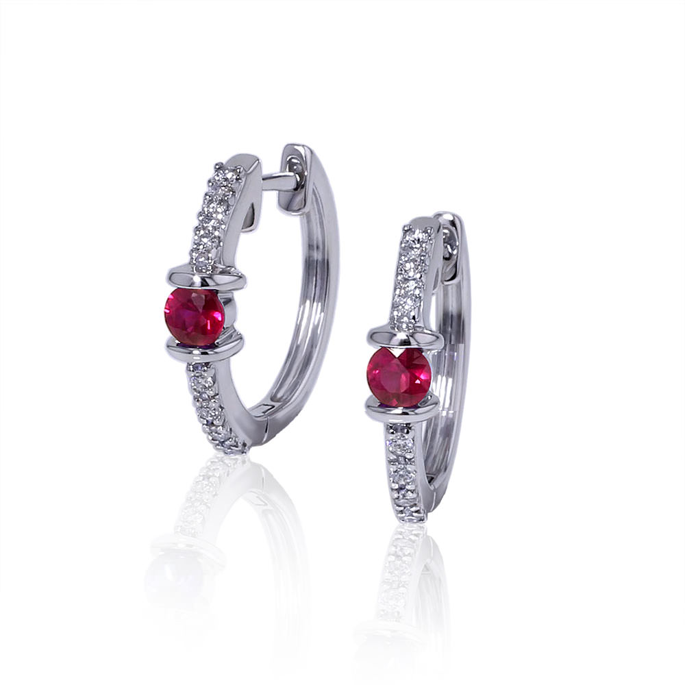 Ruby And Diamond Hoop Earrings | estudioespositoymiguel.com.ar