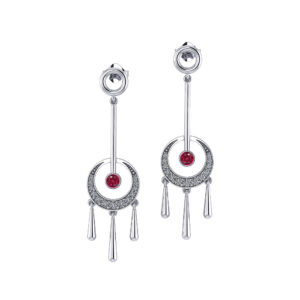 Ruby Diamond Circle Earrings