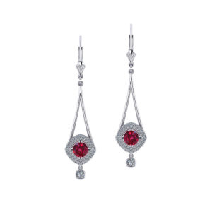 Dangle Ruby Diamond Earrings