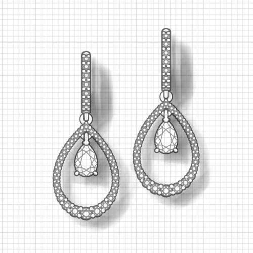 Teardrop Ruby Diamond Earrings