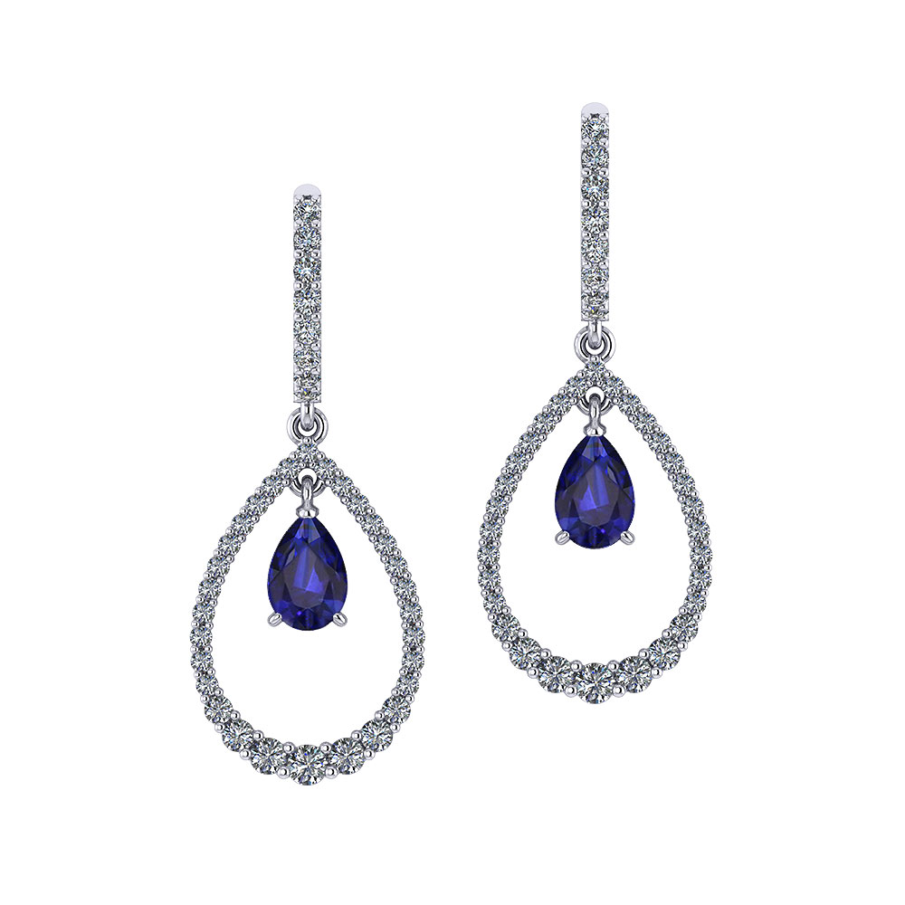 Teardrop Sapphire Diamond Earrings - Jewelry Designs