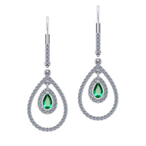 Drop Diamond Emerald Earrings