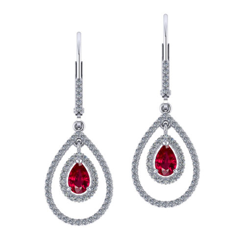 Double Halo Ruby Earrings