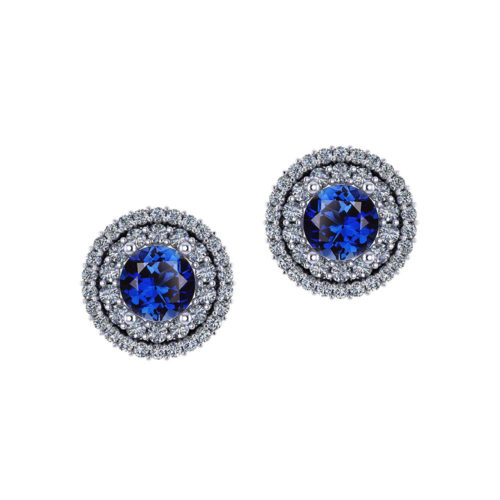 Sapphire Double Halo Earrings