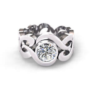 Scrolling Diamond Engagement Ring