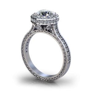 Ornate Halo Engagement Ring