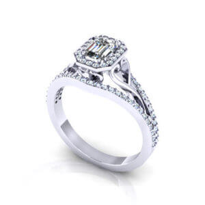 Emerald Cut Halo Engagement Rings
