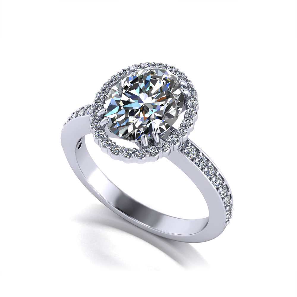 ER342 1 oval diamond halo engagement ring H