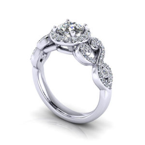 Scrolling Halo Engagement Ring
