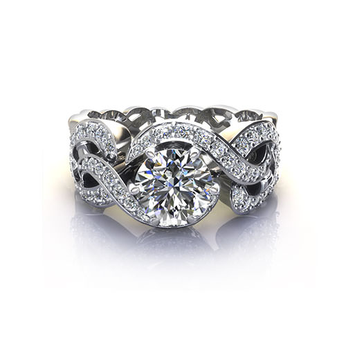 Wide Woven Engagement Ring-H