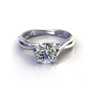 Crossover Scrolled Engagement Ring