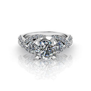 Three Stone Designer Engagement Ring