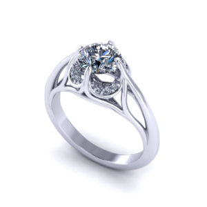 Fluted Diamond Engagement Ring