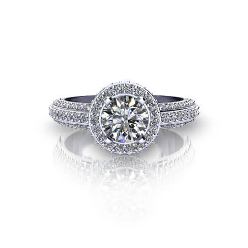 Beveled Halo Engagement Ring top view