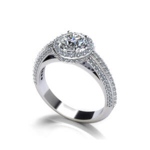Beveled Halo Engagement Ring