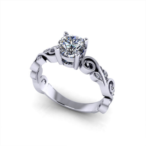 Whimsical Scrolling Engagement Ring