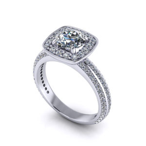 Squared Halo Engagement Ring