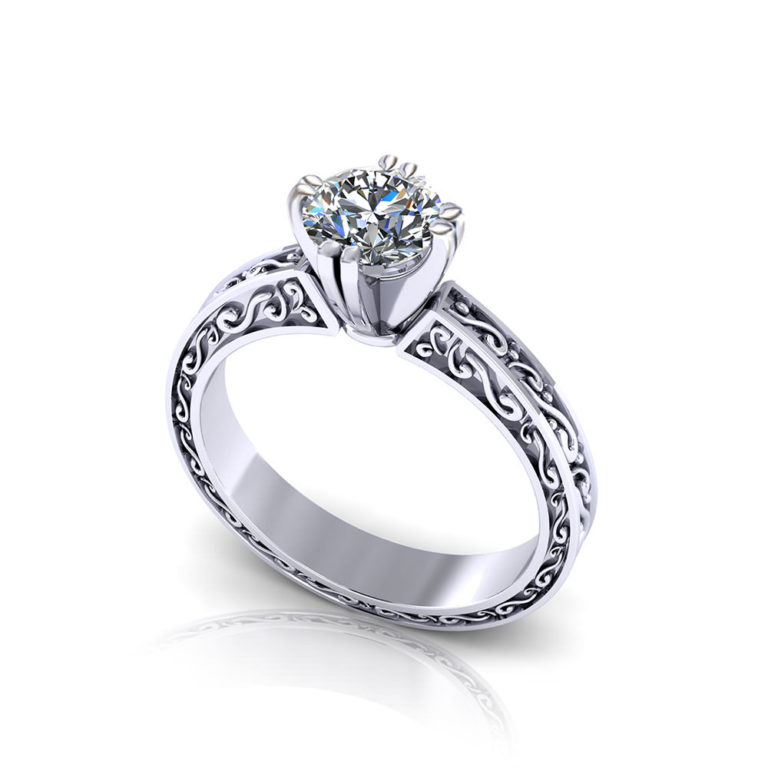 Vintage Embossed Engagement Ring - Jewelry Designs
