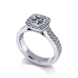 Princess Pave Halo Engagement Ring